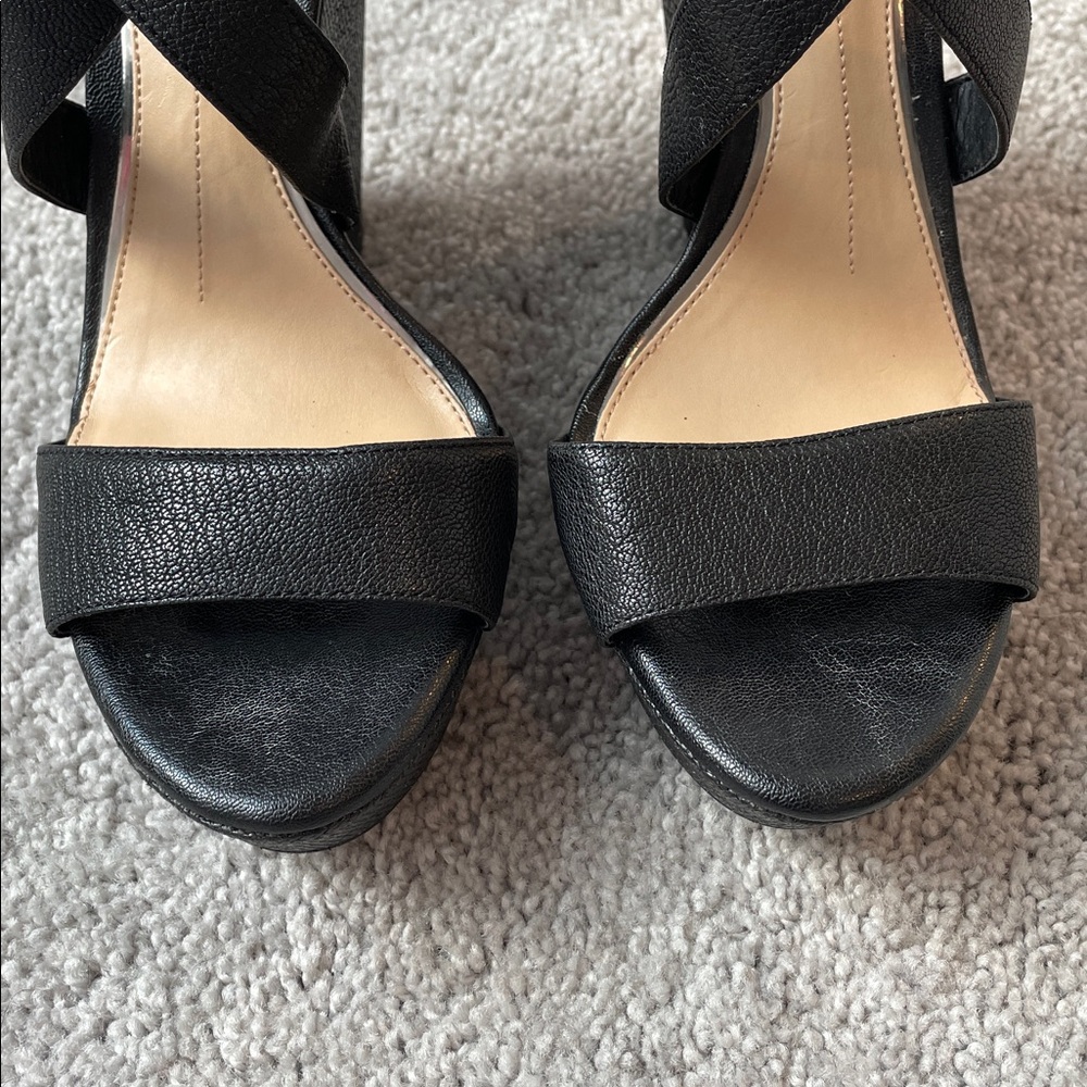 Gianni Bini Black Ankle Strap Wedge Sandals - Picture 9 of 16